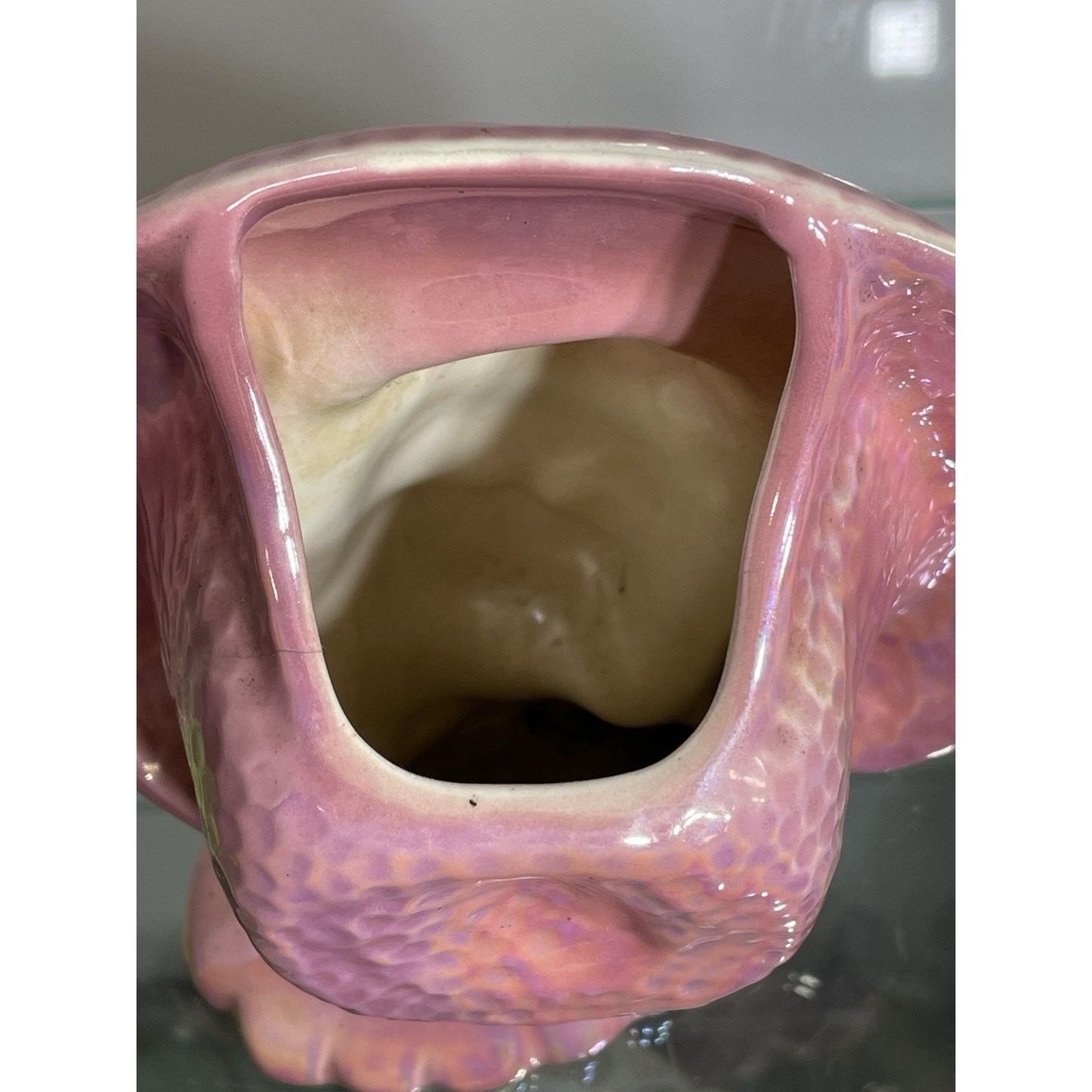 Vtg 1940 Lady Head Vase Wall Pocket Iridescent Pink Gold Red Lips asian Lot of 2
