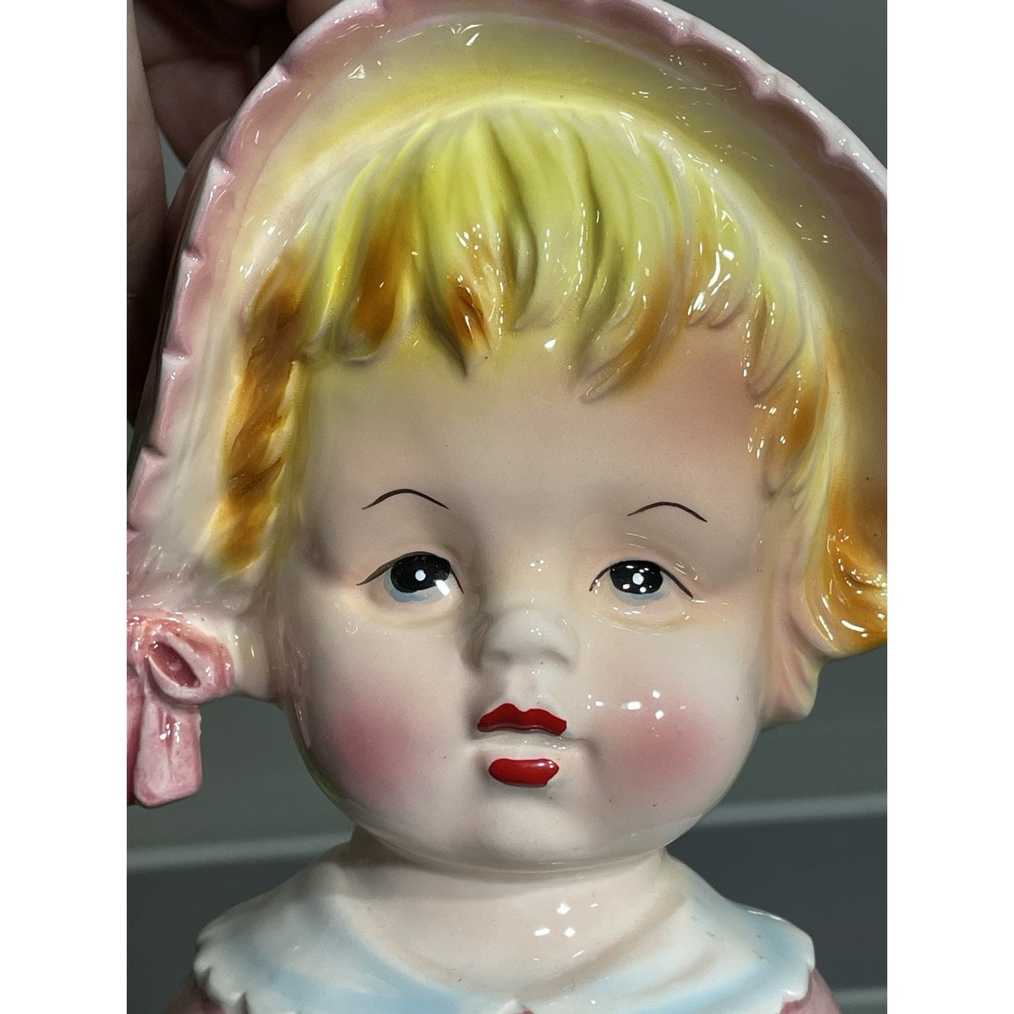 1950’s RELPO 6744 Lady Head Vase Set of 2 - Young Blonde Boy & Girl 5.5" tall