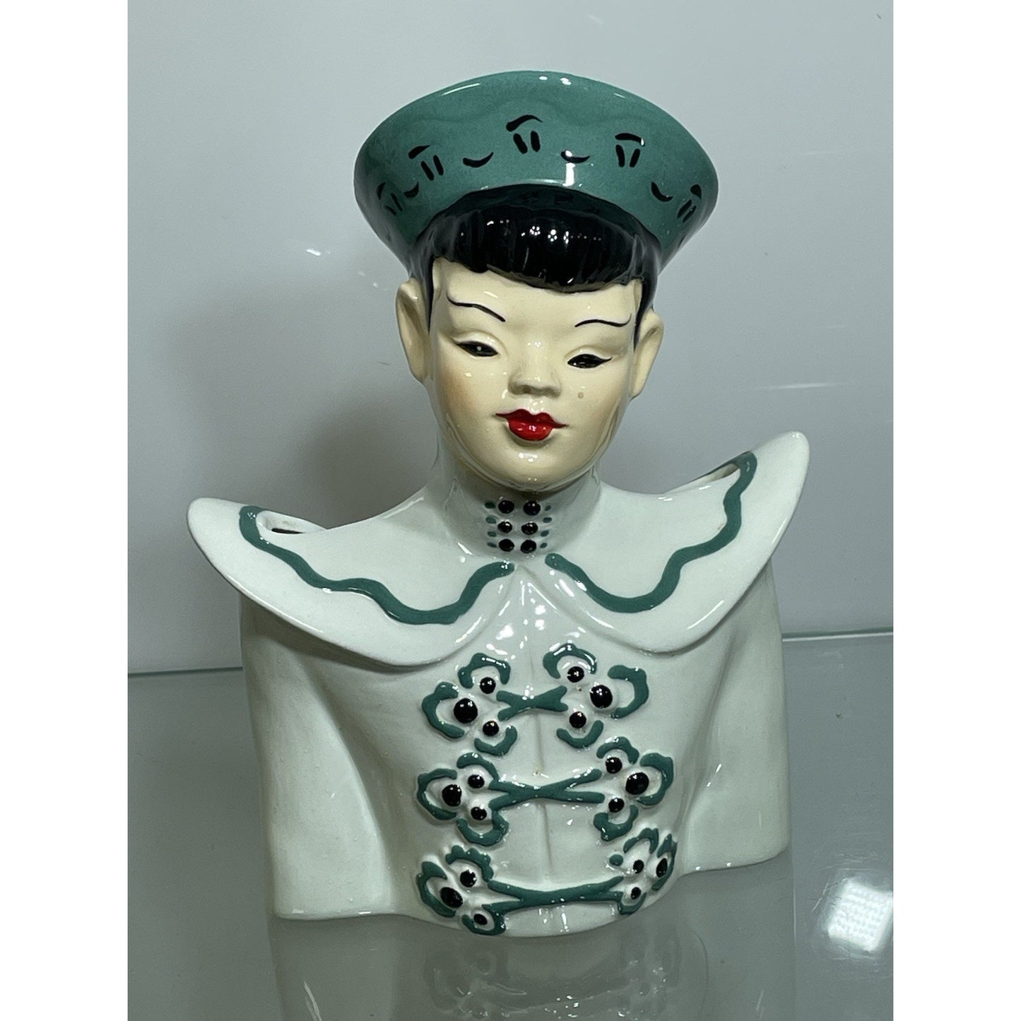 Vintage 8" Florence Ceramics Lady head Vase Couple Kiu She Ti Bust Pasadena CA