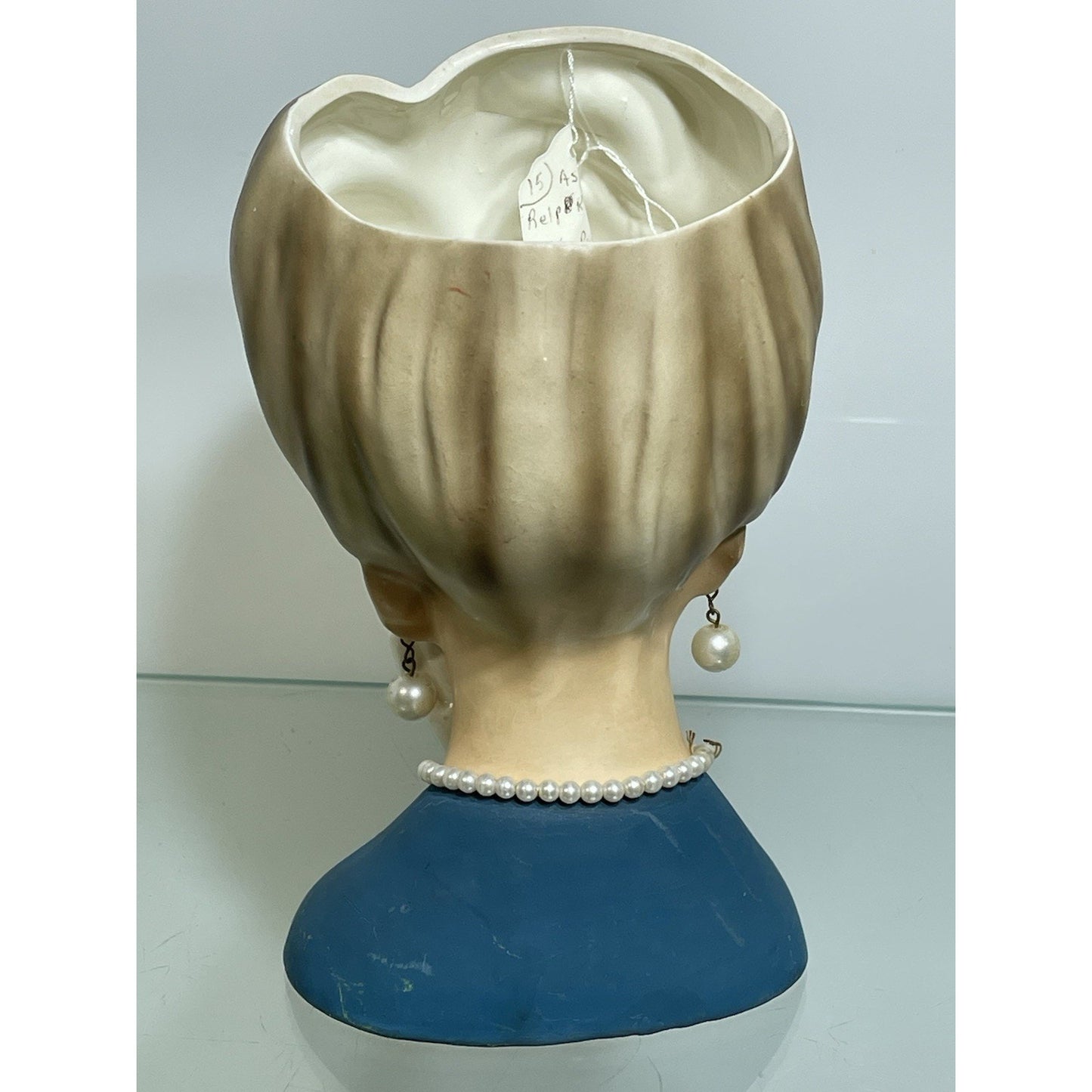 VINTAGE 1950's HTF 7-1/4" RELPO LADY HEAD VASE K1633 REDHEADED in Blue RARE