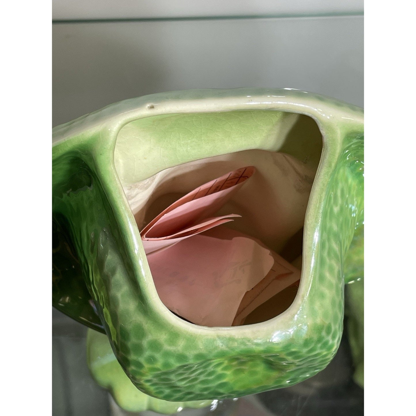 Vtg 1940 Lady Head Vase Wall Pocket Iridescent Pink Gold Red Lips asian Lot of 2