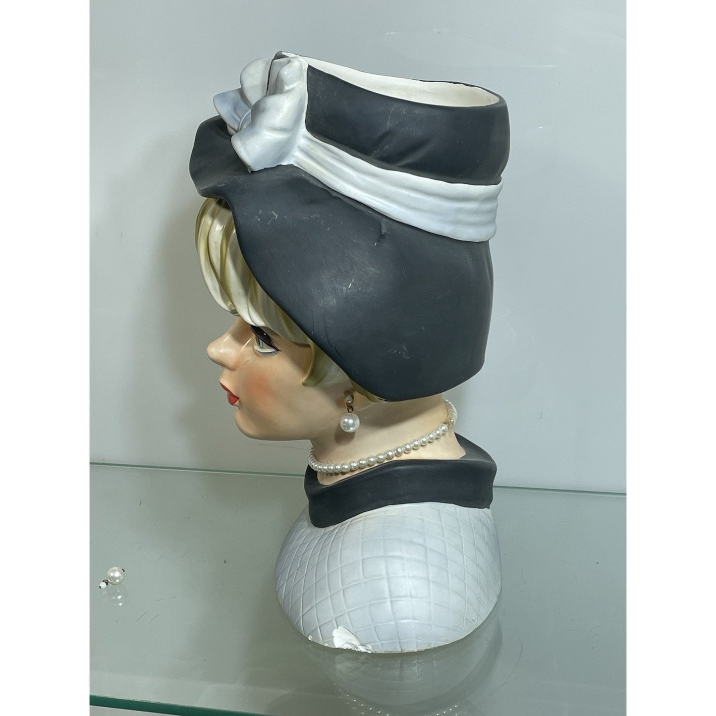 RARE Vintage Woman Lady Ceramic Head Vase Planter 10 1/2" Napcoware Japan C7498