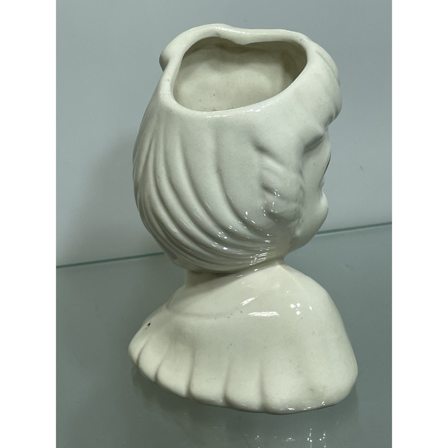 VINTAGE BETTY GRABLE LADY HEAD VASE 5 3/8” WHITE GLAMOUR GIRL Red Lip stick (A)