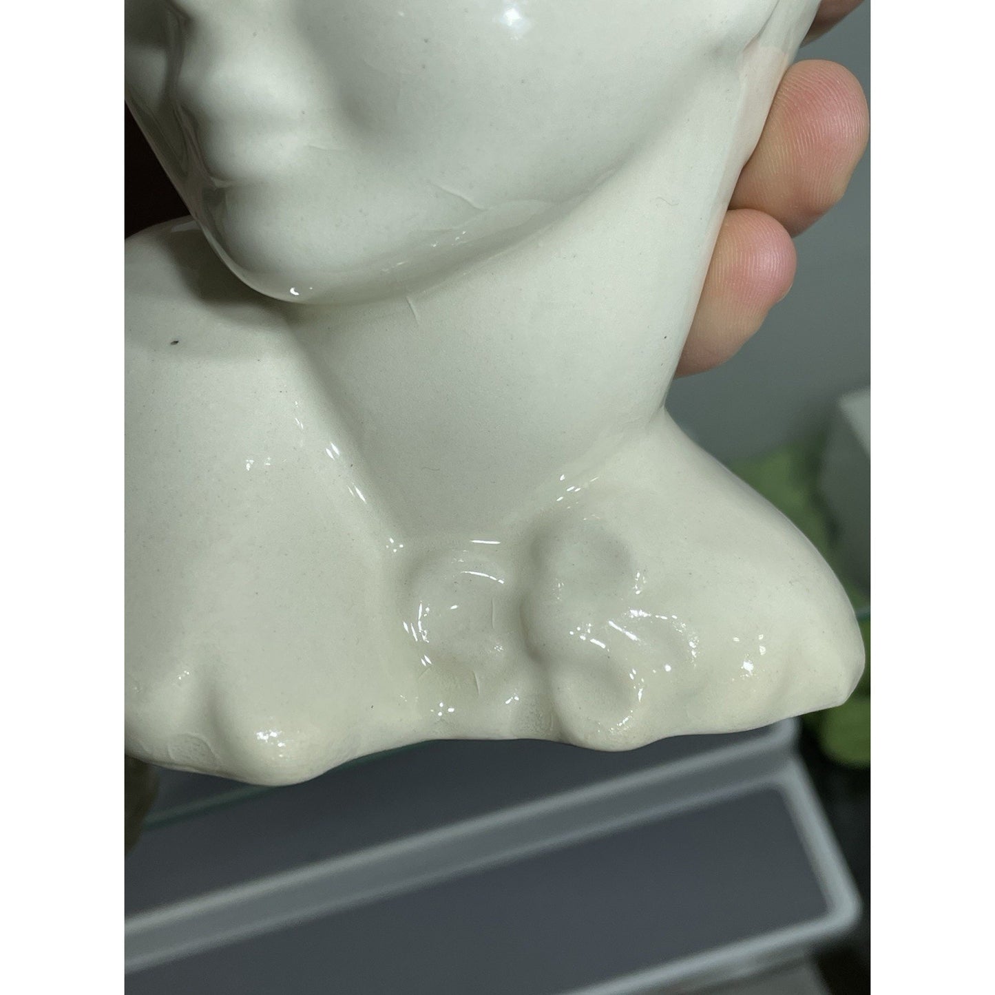 VINTAGE BETTY GRABLE LADY HEAD VASE 7” Tall WHITE GLAMOUR GIRL - USA Bottom
