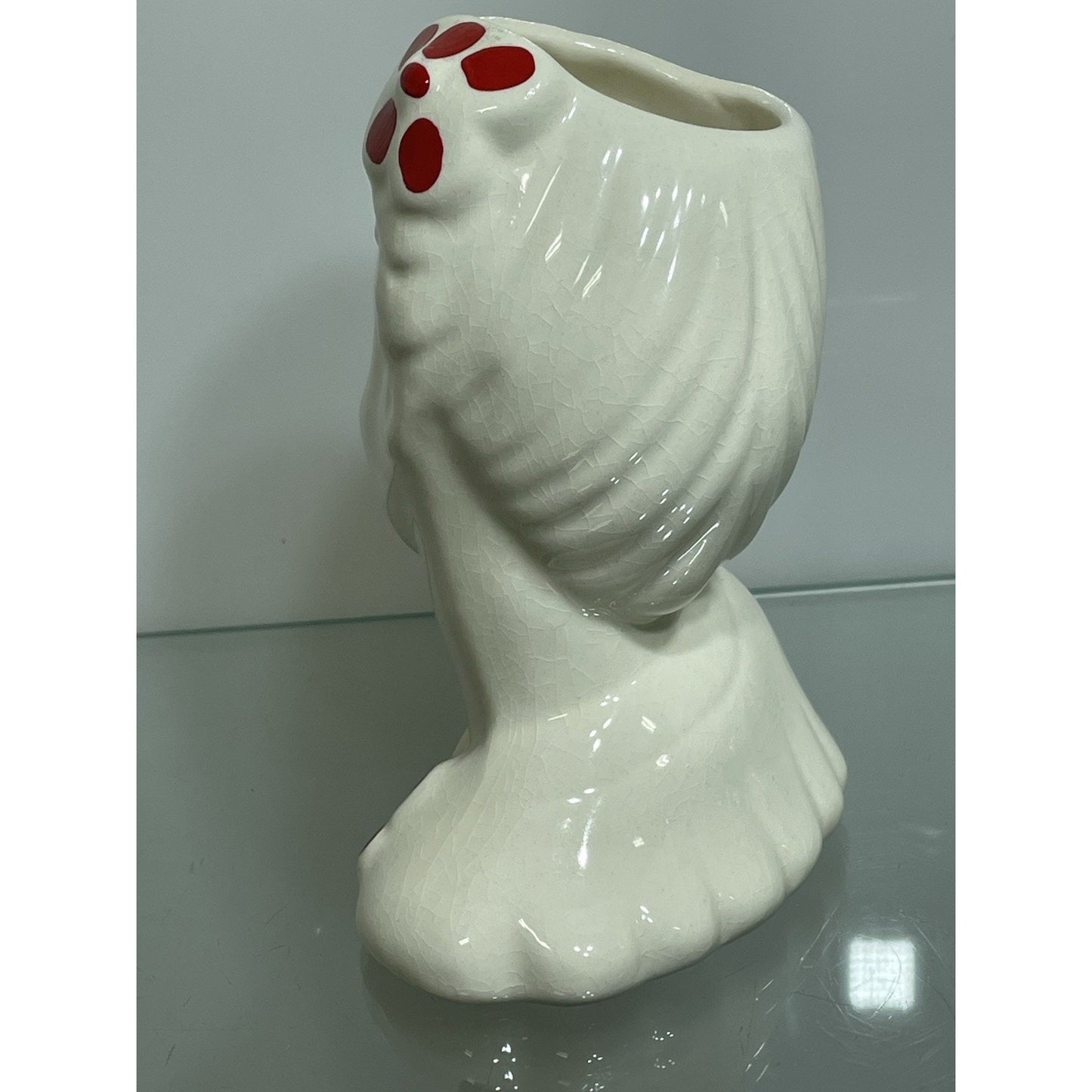 VINTAGE BETTY GRABLE LADY HEAD VASE 5 5/8” WHITE GLAMOUR GIRL Red Lip stick (B)