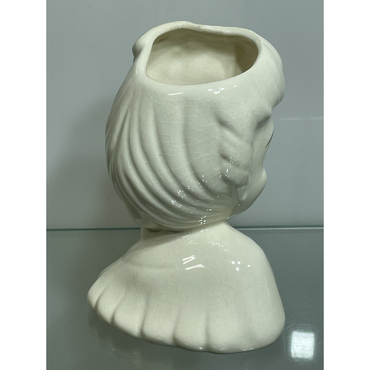 VINTAGE BETTY GRABLE LADY HEAD VASE 5 5/8” WHITE GLAMOUR GIRL Red Lip stick (B)