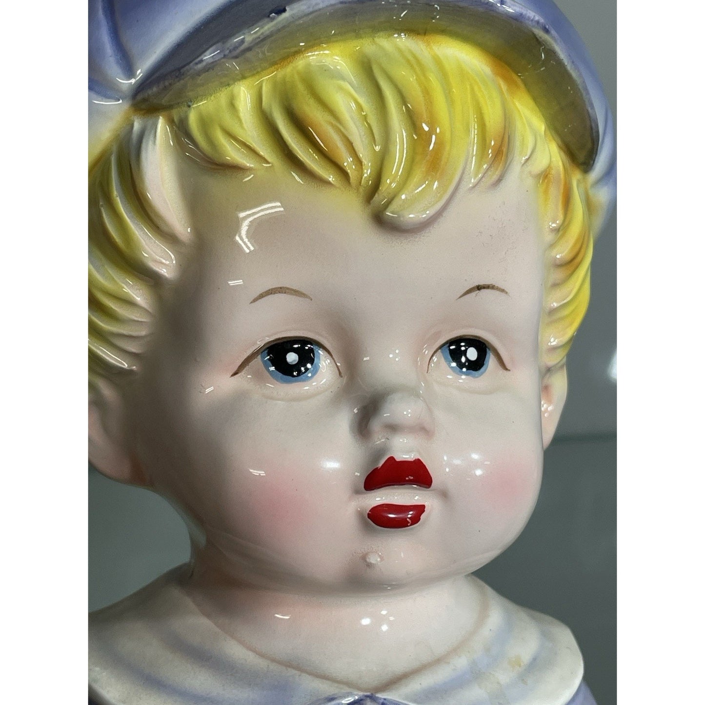 1950’s RELPO 6744 Lady Head Vase Set of 2 - Young Blonde Boy & Girl 5.5" tall
