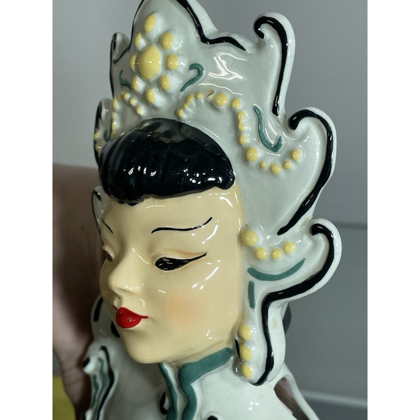 Vintage 8" Florence Ceramics Lady head Vase Couple Kiu She Ti Bust Pasadena CA