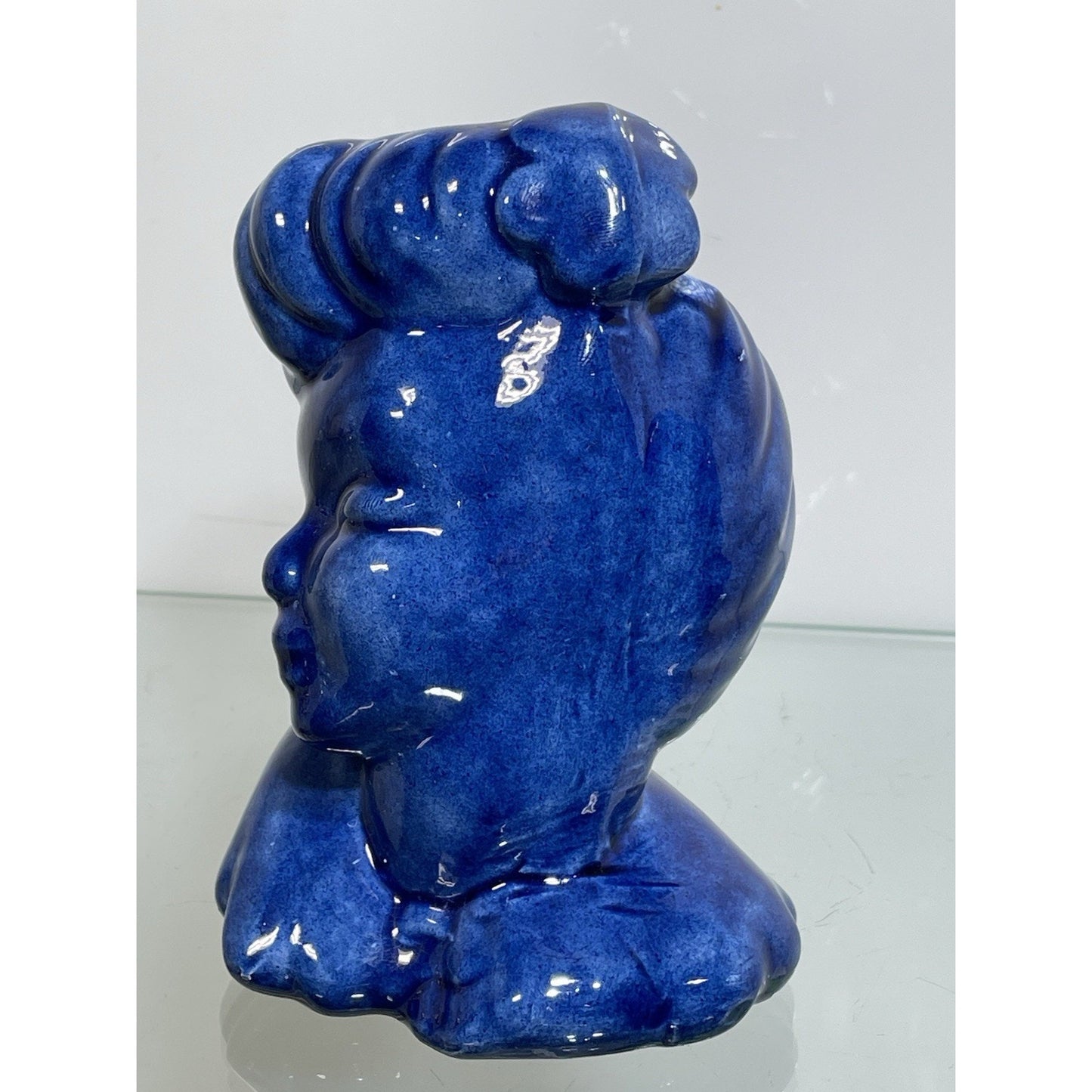 Vintage "Glamour Girl" Betty Grable Inspired Lady Head Vase 5.5" inch All BLUE