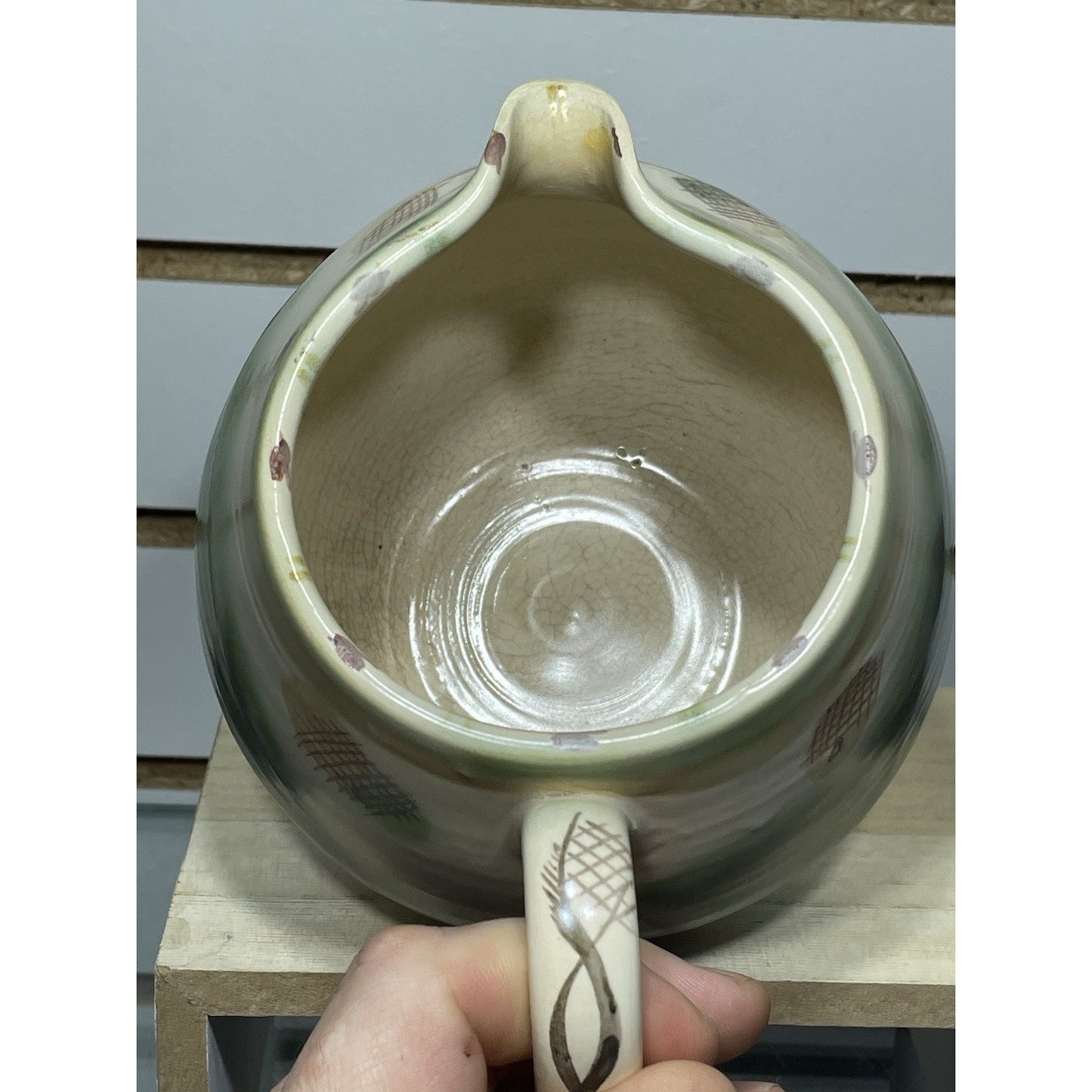 Vintage 1933 Crown Works SUSIE COOPER Orchids wash glaze pitcher 5" Signed M62