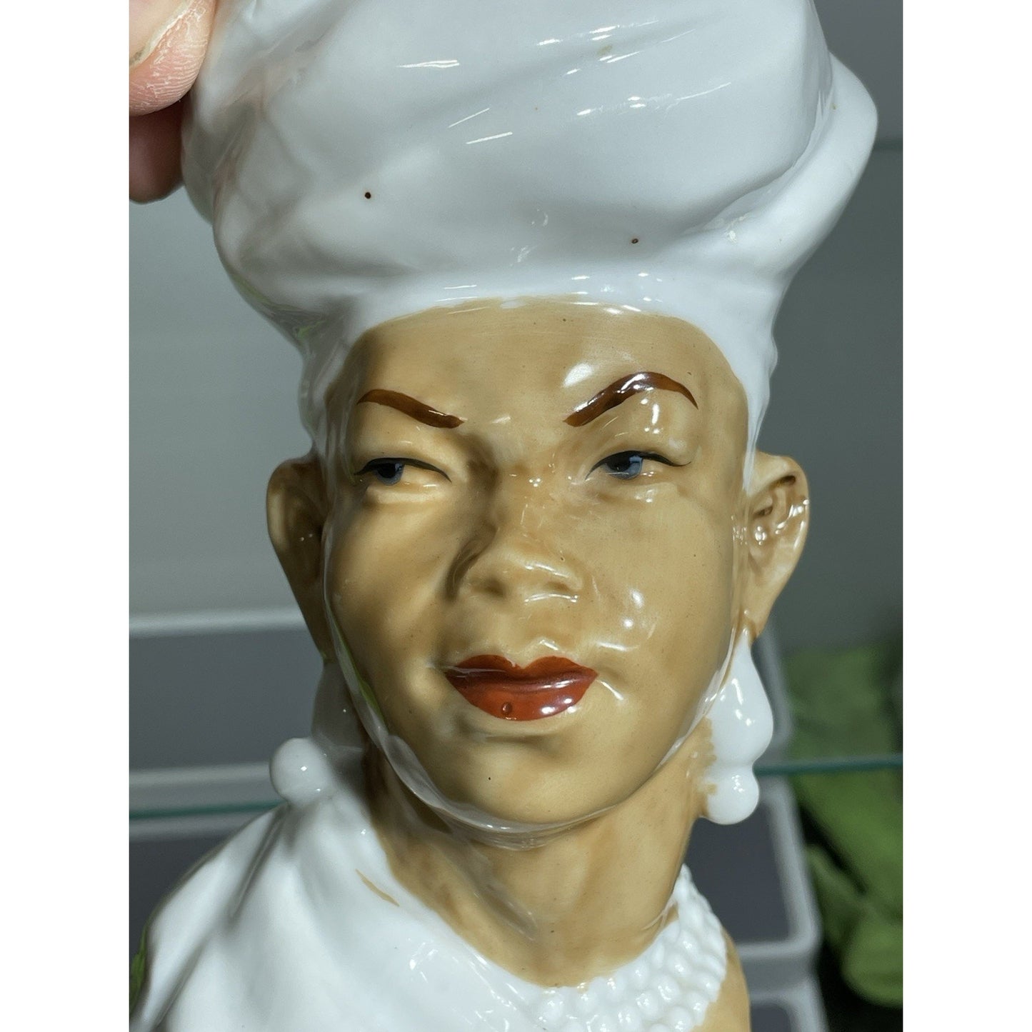 VINTAGE OCCUPIED JAPAN ETHNIC SUDANESE AFRICAN LADY HEAD VASE PLANTER LOT 6" H