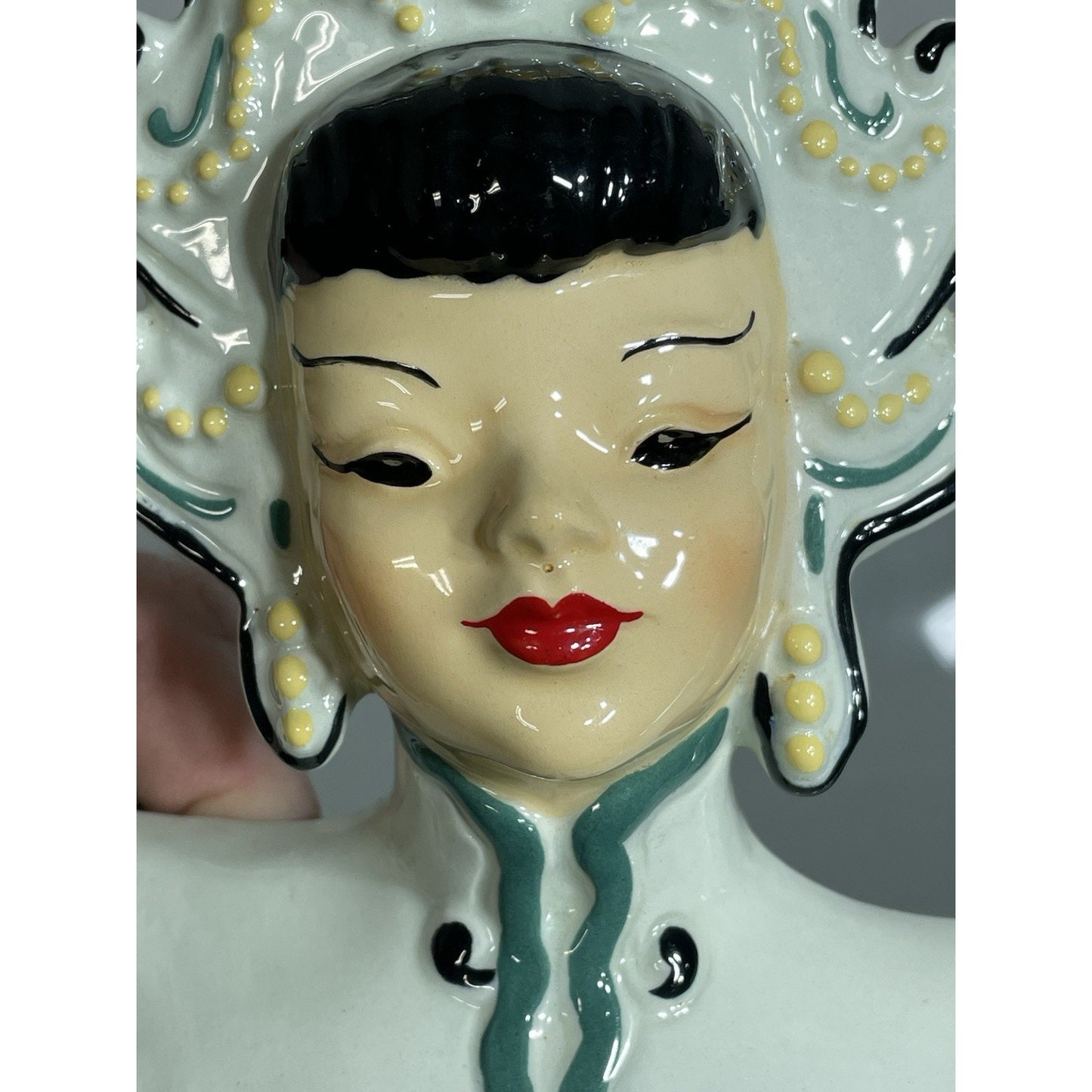 Vintage 8" Florence Ceramics Lady head Vase Couple Kiu She Ti Bust Pasadena CA