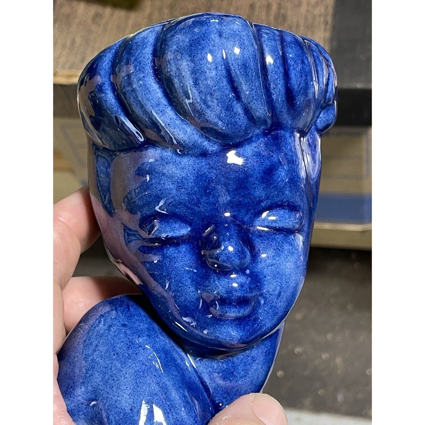 Vintage "Glamour Girl" Betty Grable Inspired Lady Head Vase 5.5" inch All BLUE
