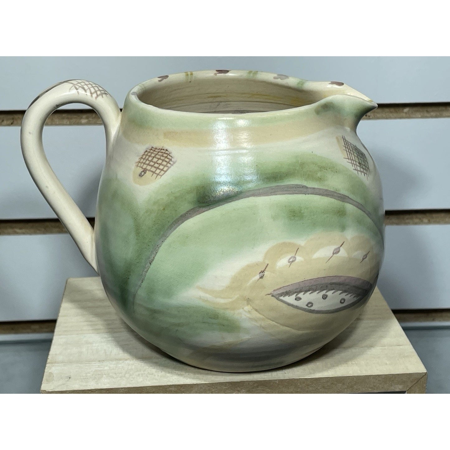 Vintage 1933 Crown Works SUSIE COOPER Orchids wash glaze pitcher 5" Signed M62
