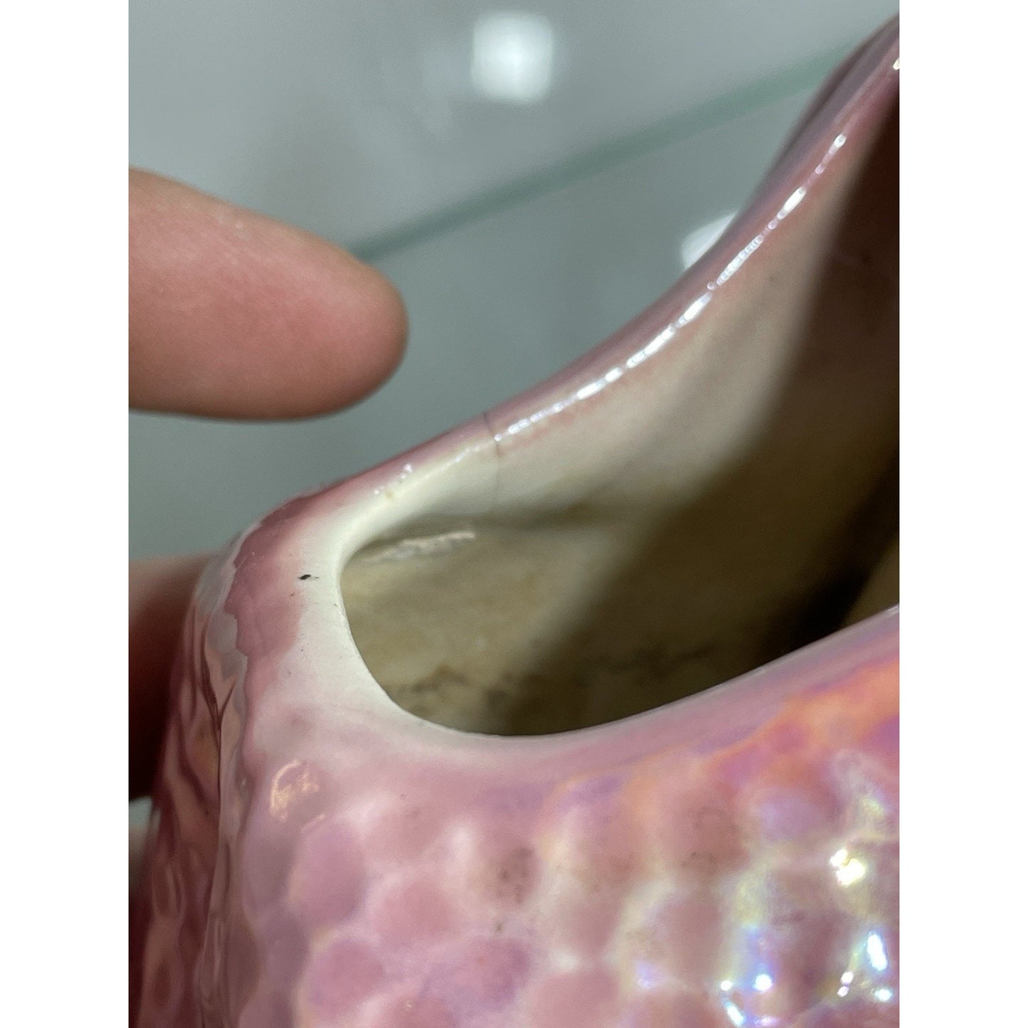 Vtg 1940 Lady Head Vase Wall Pocket Iridescent Pink Gold Red Lips asian Lot of 2