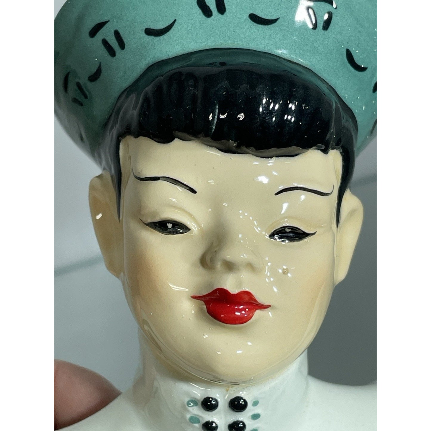 Vintage 8" Florence Ceramics Lady head Vase Couple Kiu She Ti Bust Pasadena CA
