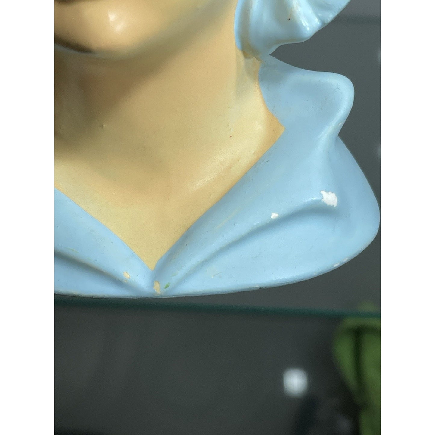 Rare Vintage 50's Rubens Originals Lady Head Vase 4121 Blonde Curls Blue Bows 5.