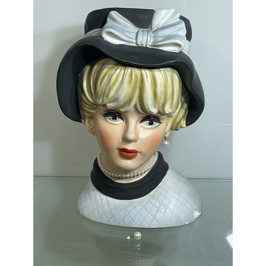 RARE Vintage Woman Lady Ceramic Head Vase Planter 10 1/2" Napcoware Japan C7498