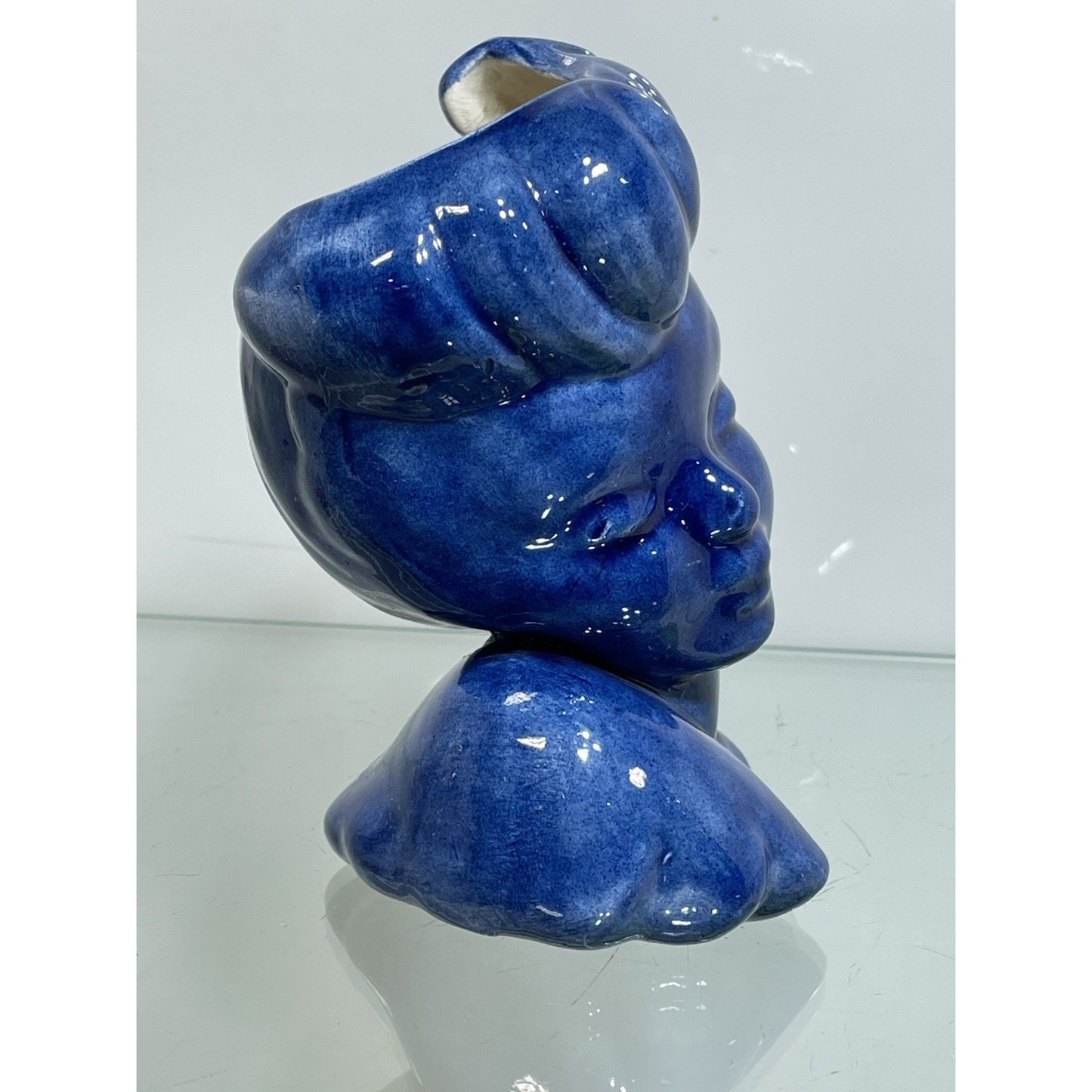 Vintage "Glamour Girl" Betty Grable Inspired Lady Head Vase 5.5" inch All BLUE