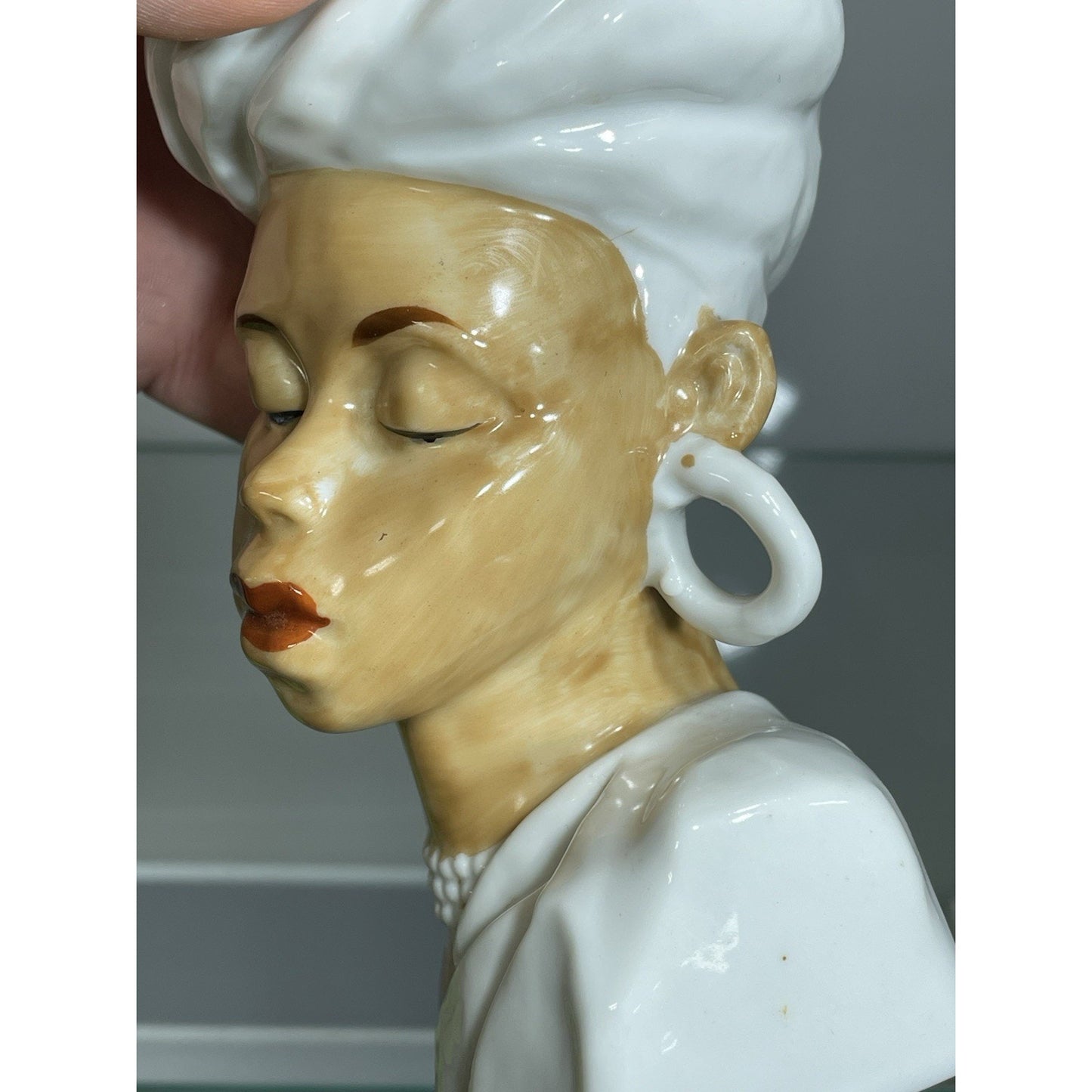 VINTAGE OCCUPIED JAPAN ETHNIC SUDANESE AFRICAN LADY HEAD VASE PLANTER LOT 6" H