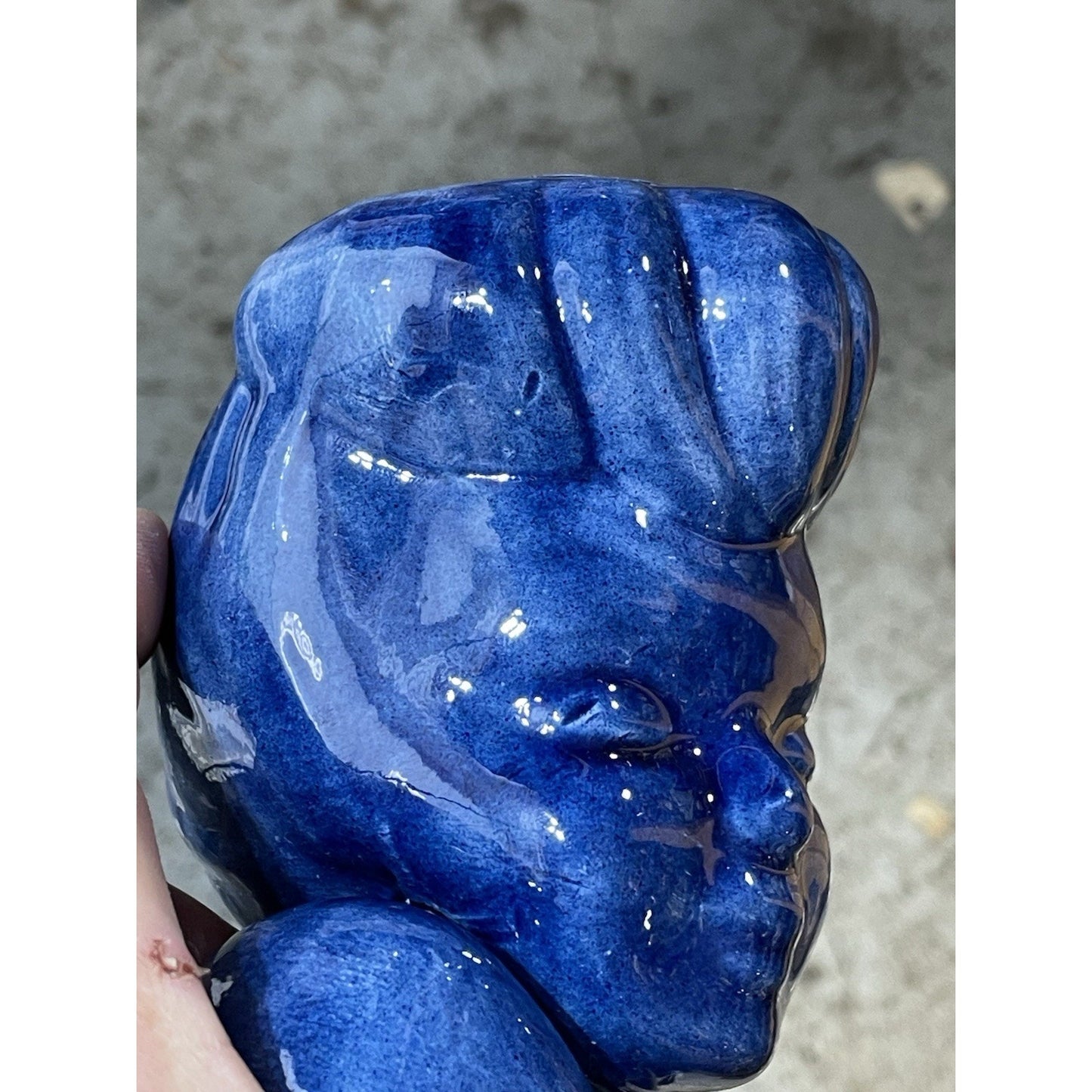 Vintage "Glamour Girl" Betty Grable Inspired Lady Head Vase 5.5" inch All BLUE