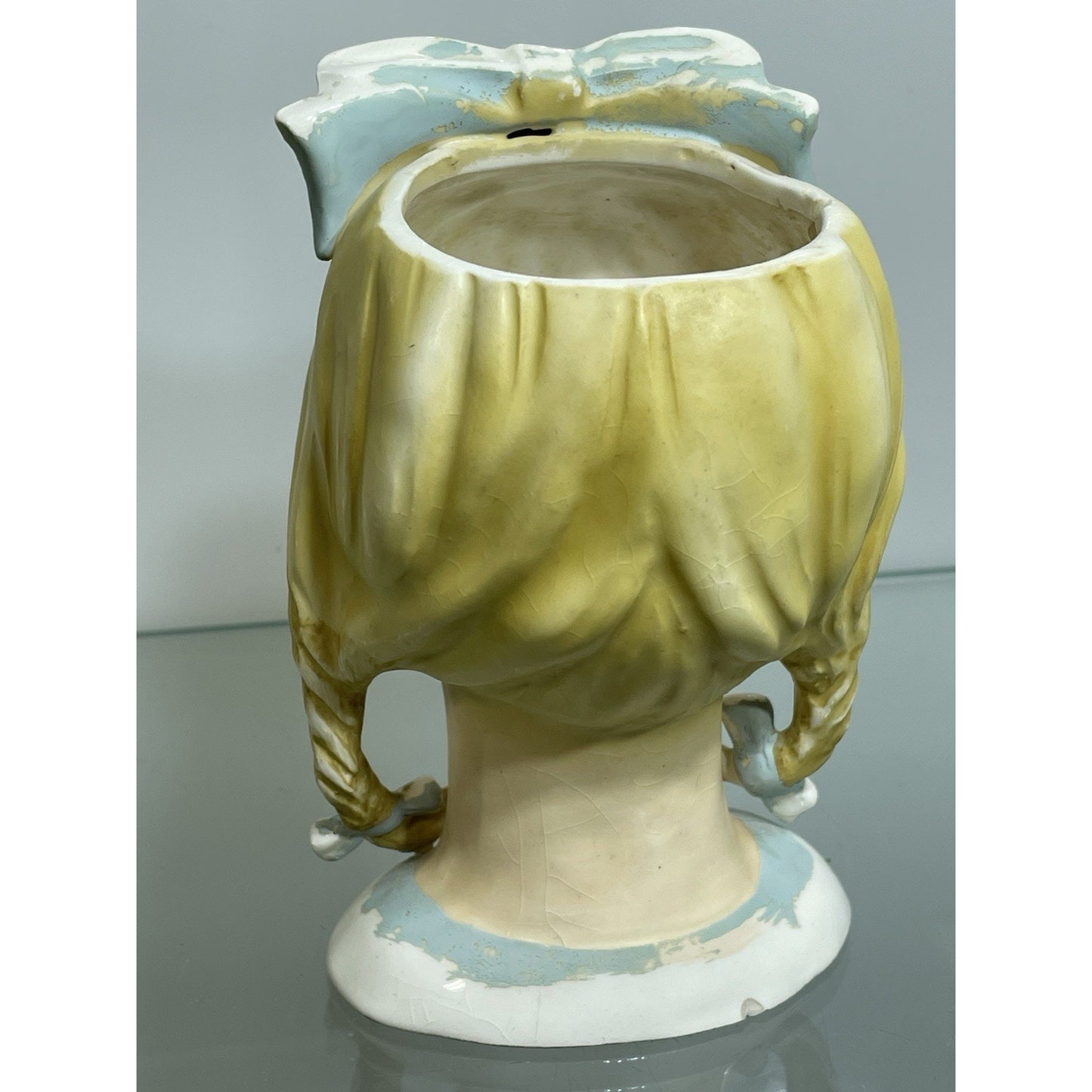 VTG LEFTON 4796 Blonde Teen Lady Head Vase 5 3/4" Bows Pigtails Braids 1950's