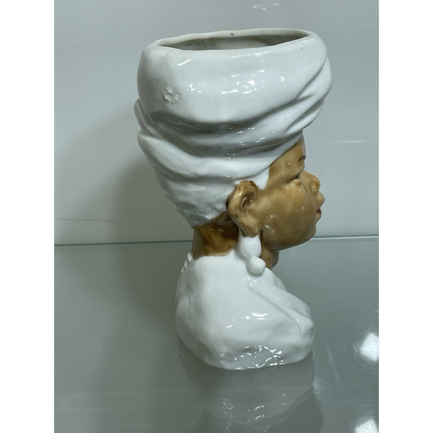 VINTAGE OCCUPIED JAPAN ETHNIC SUDANESE AFRICAN LADY HEAD VASE PLANTER LOT 6" H