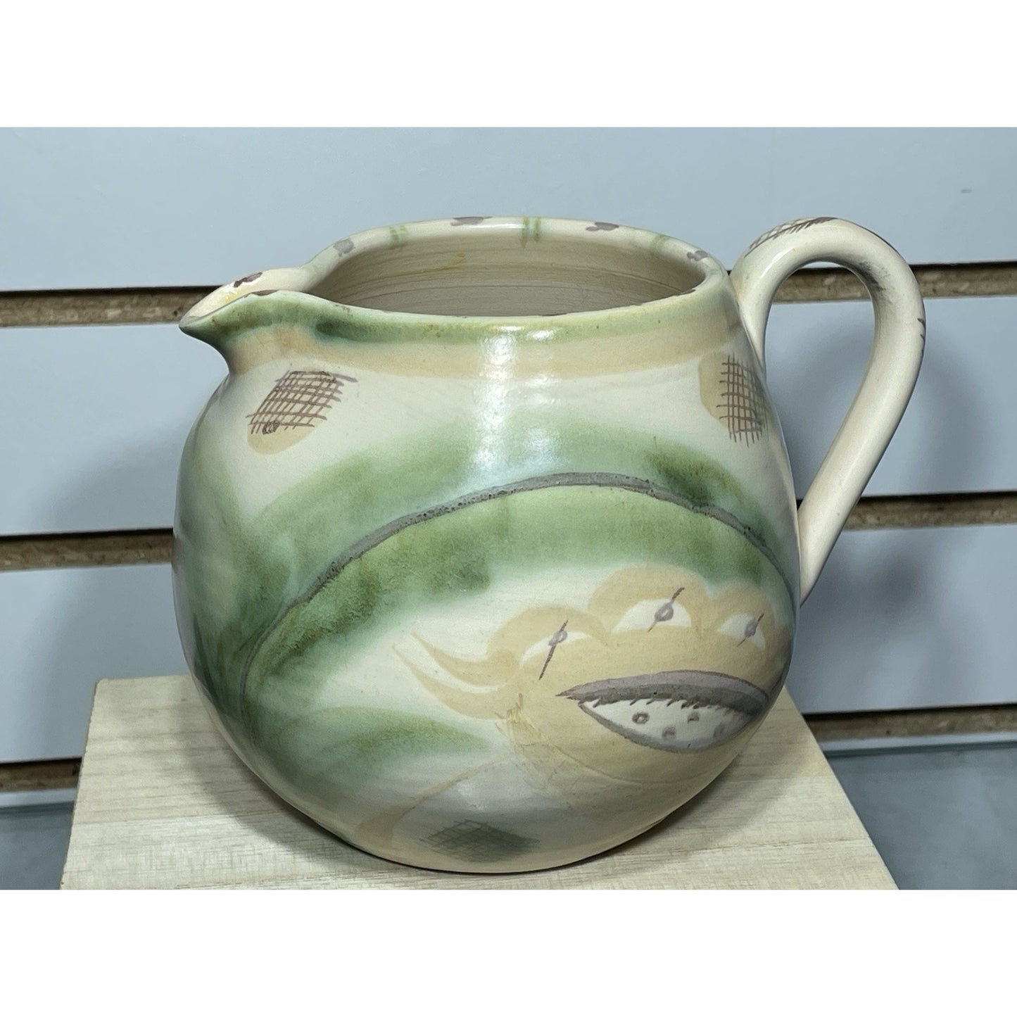 Vintage 1933 Crown Works SUSIE COOPER Orchids wash glaze pitcher 5" Signed M62