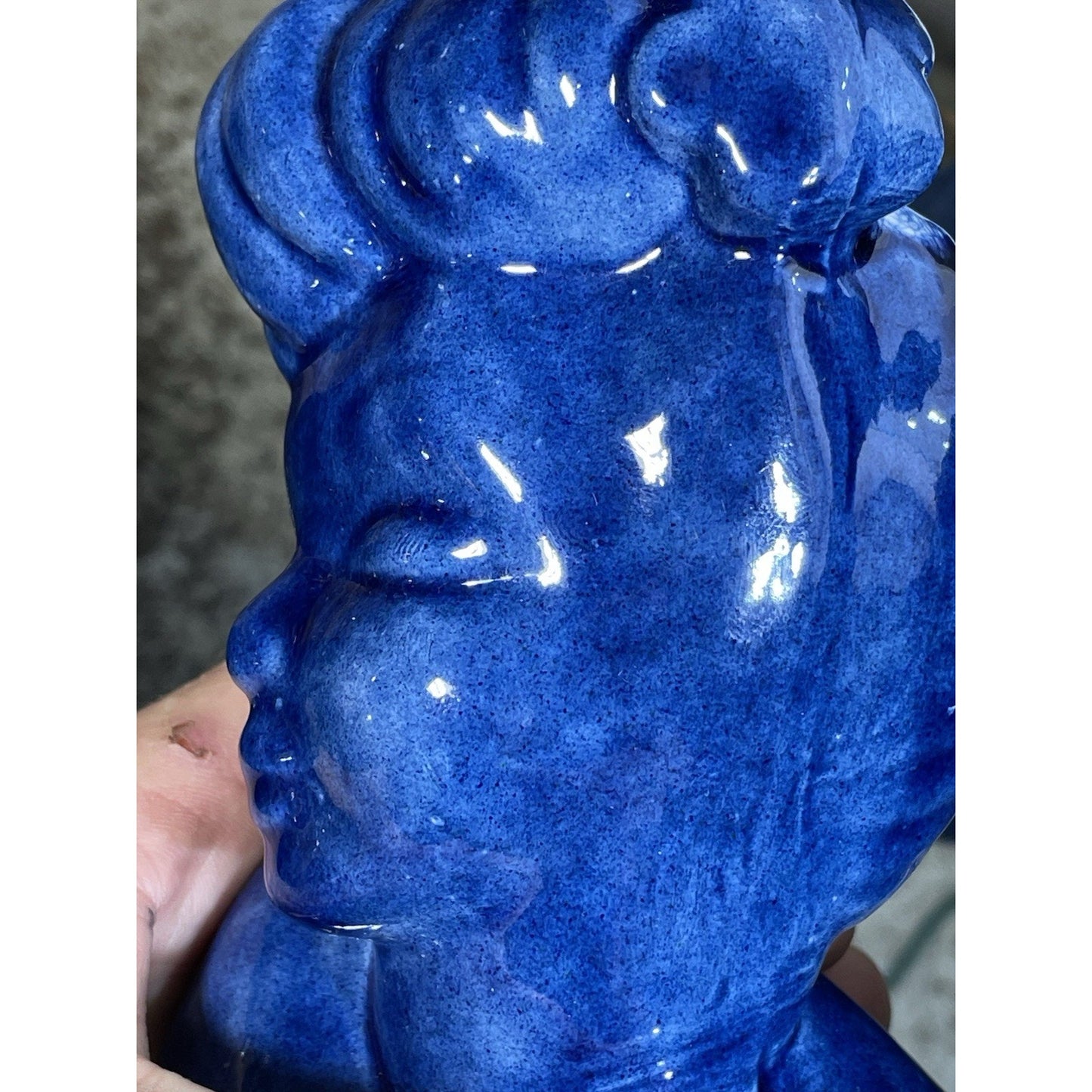 Vintage "Glamour Girl" Betty Grable Inspired Lady Head Vase 5.5" inch All BLUE