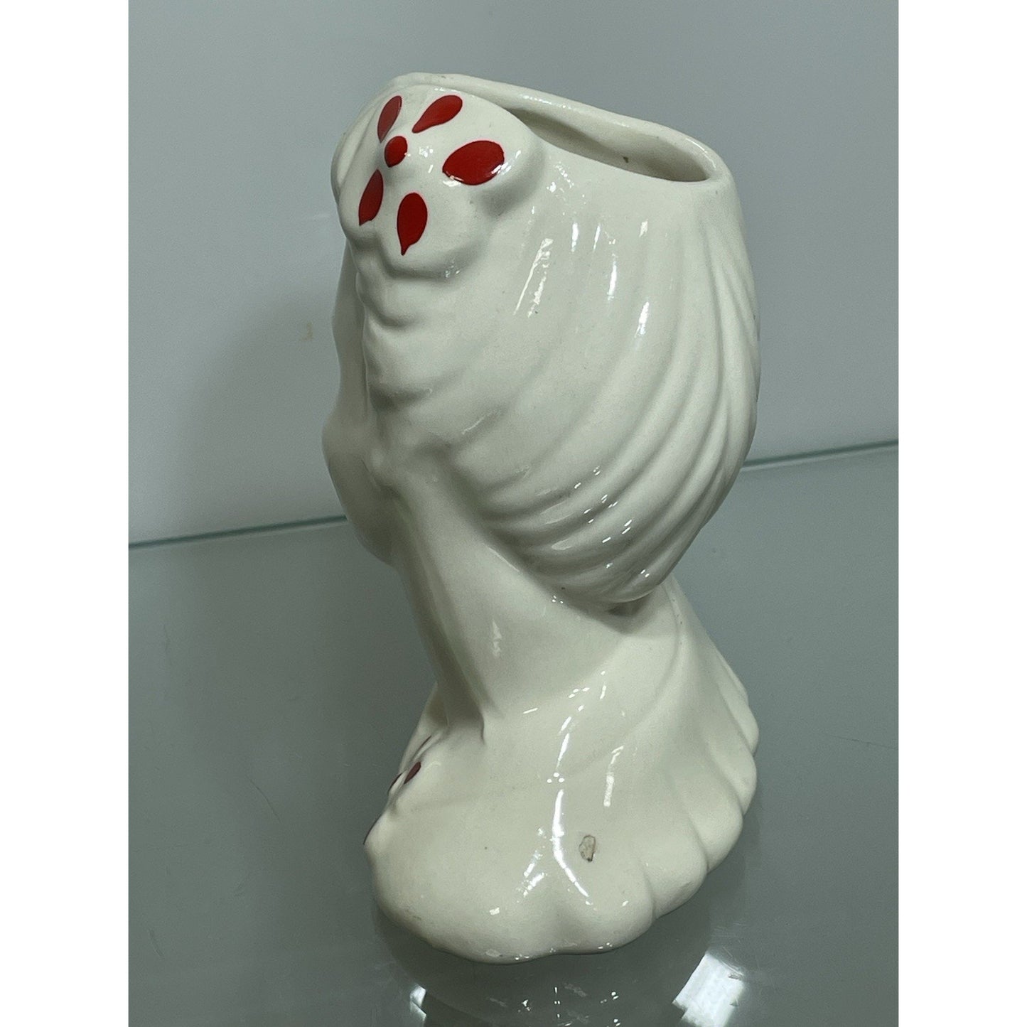 VINTAGE BETTY GRABLE LADY HEAD VASE 5 3/8” WHITE GLAMOUR GIRL Red Lip stick (A)