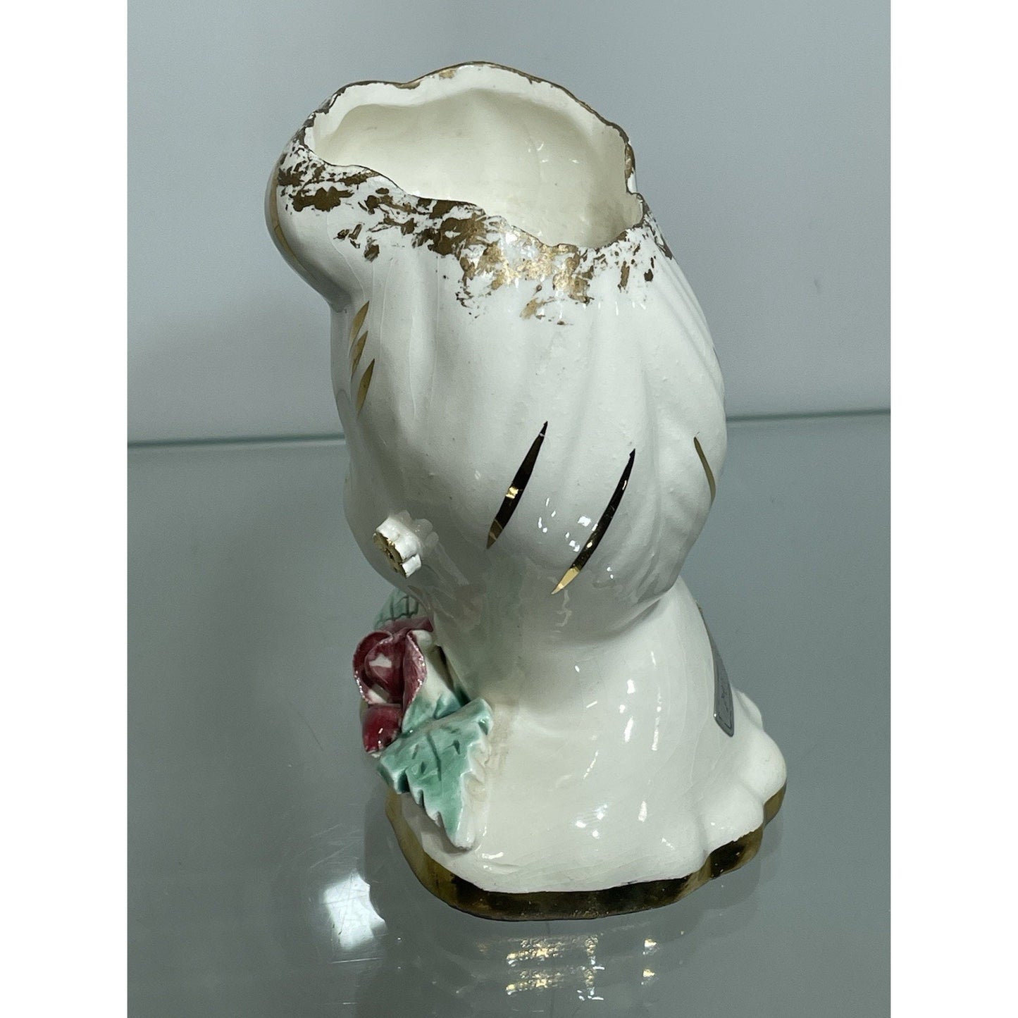 VINTAGE BETTY GRABLE LADY HEAD VASE 4” Tall Lewis Weil GLAMOUR GIRL Gold Trim