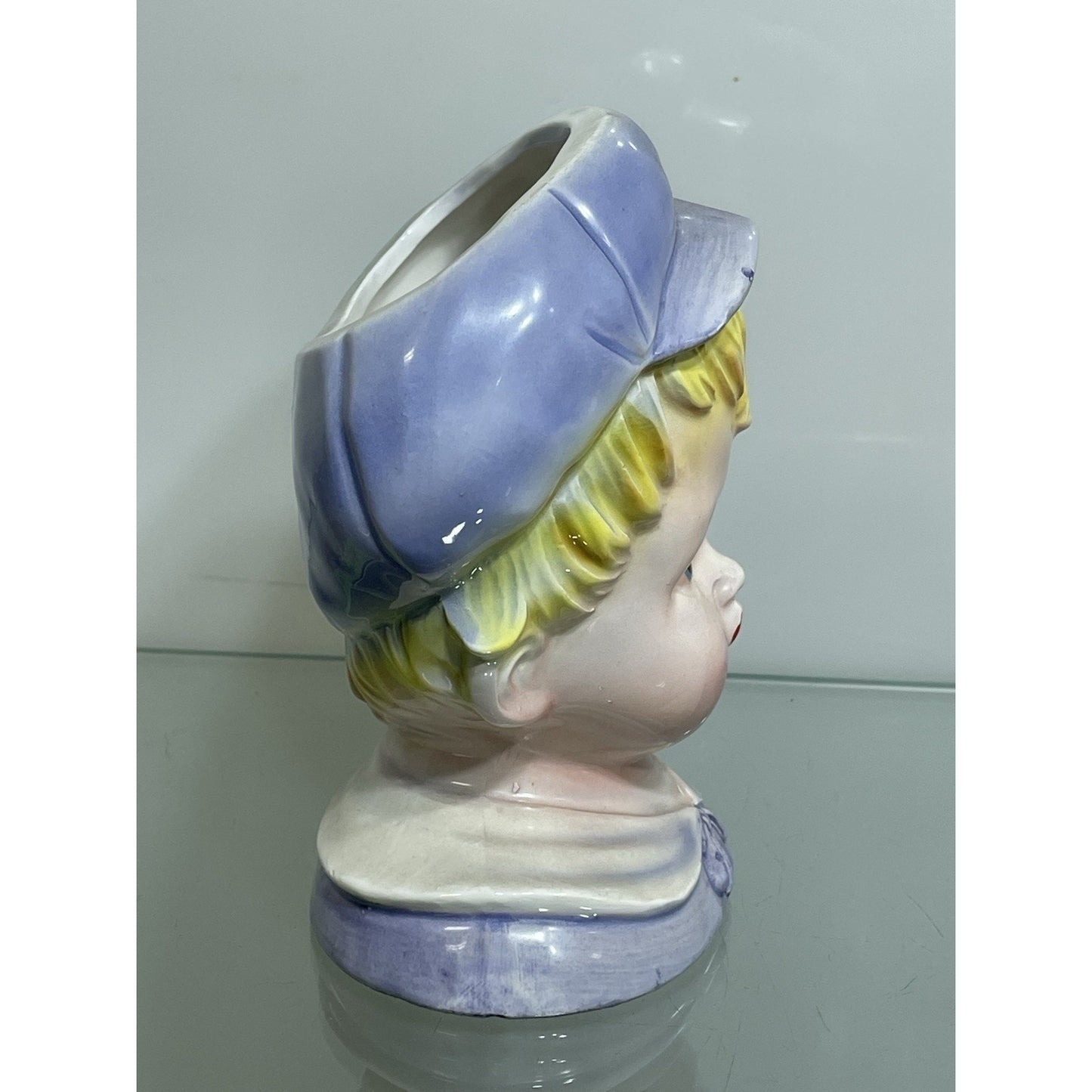 1950’s RELPO 6744 Lady Head Vase Set of 2 - Young Blonde Boy & Girl 5.5" tall