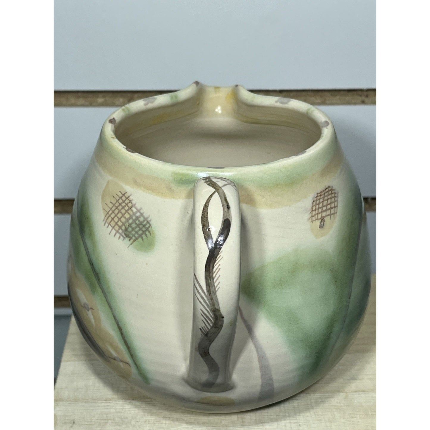 Vintage 1933 Crown Works SUSIE COOPER Orchids wash glaze pitcher 5" Signed M62