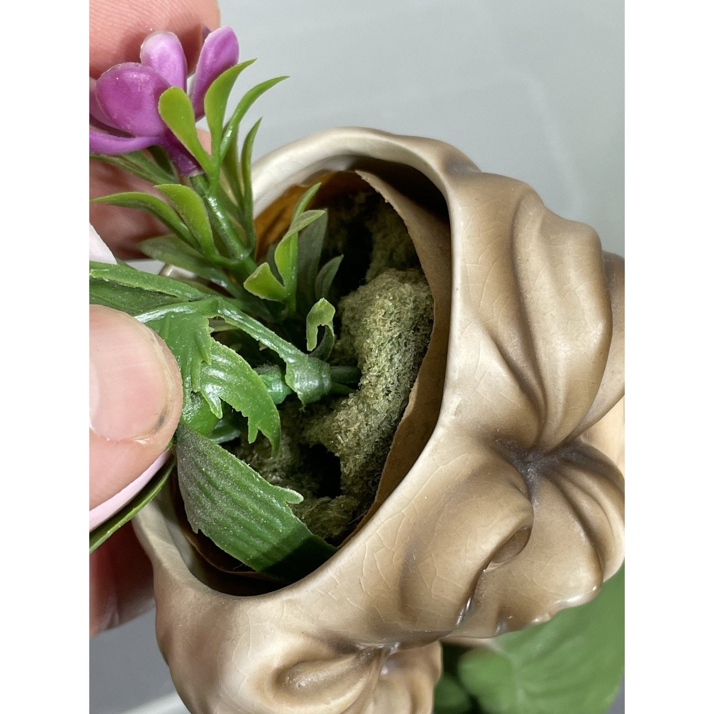 NAPCOWARE stamped YOUNG LADY HEAD VASE GREEN C 7313 4.5" BLUE EYES Japan N. Mint