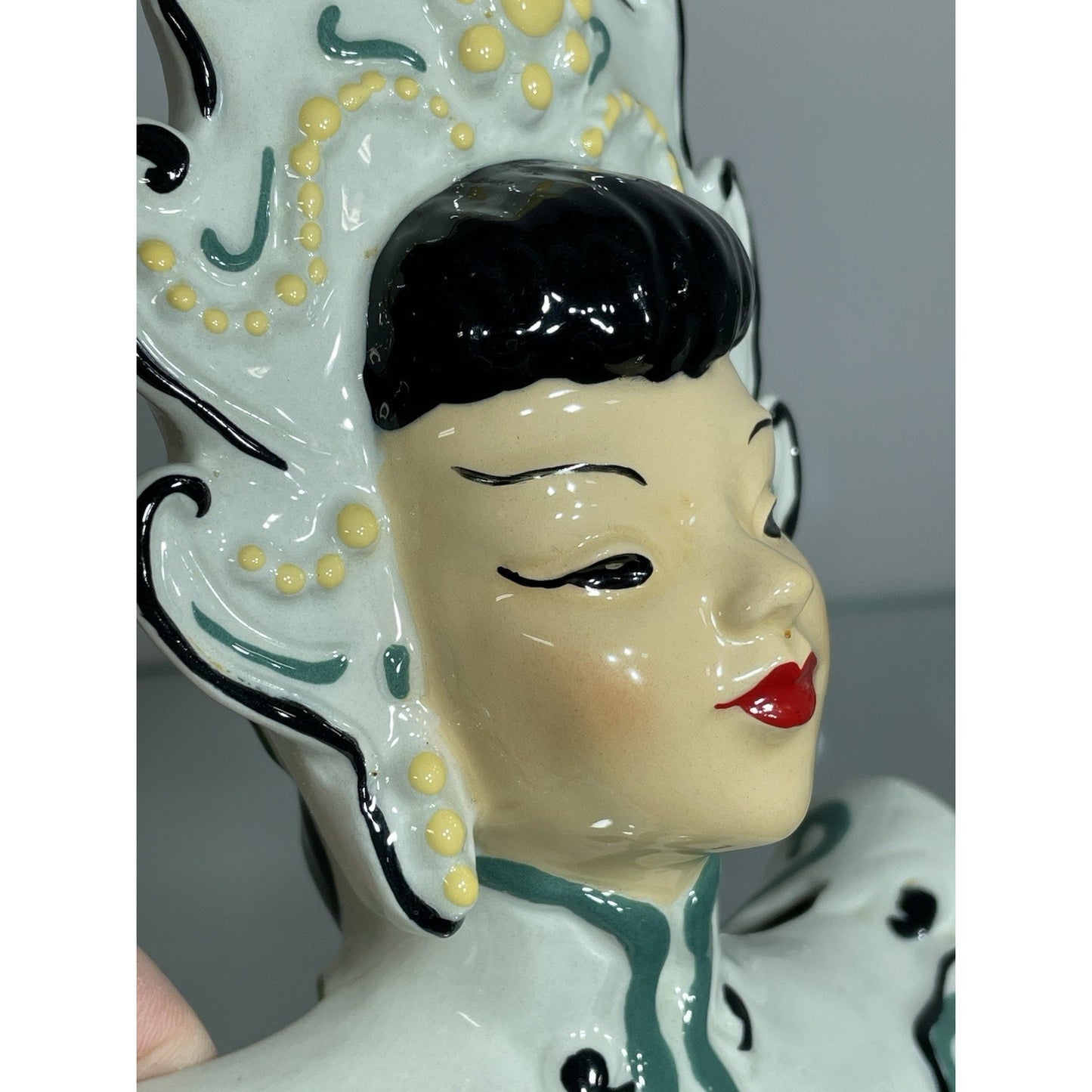 Vintage 8" Florence Ceramics Lady head Vase Couple Kiu She Ti Bust Pasadena CA